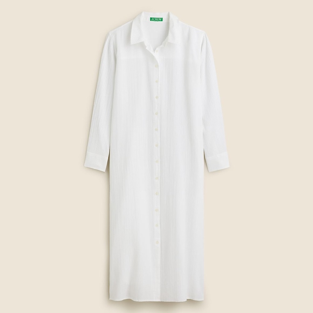 J Crew White Long beach shirt dress | size small
